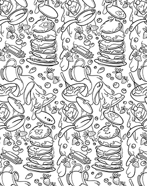 Pancakes Coloring Book Page