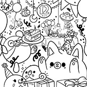 Party Coloring Book Page