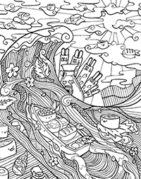 Sushi Coloring Book Page