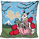 Kitsune Woodcut Pillow thumbnail