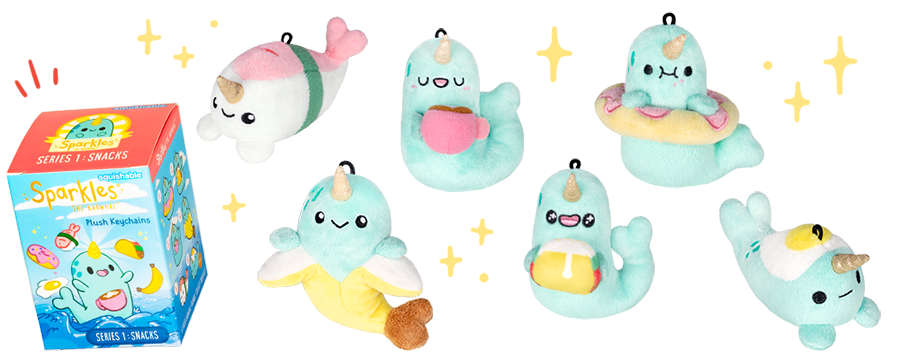 Assorted Sparkles the Narwhal Plush Keychains